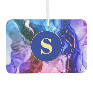 Blue, Purple & Red-Violet Liquid Ink, Monogram Air Freshener