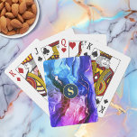 Blue, Purple & Red-Violet Liquid Ink, Monogram Playing Cards<br><div class="desc">A trendy Blue,  Purple,  and Red-Violet Liquid Ink design with personalized circle Monogram. Click “Customize” to change colours.</div>