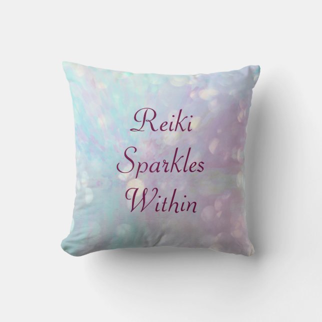 Blue Purple Reiki Sparkles Within Throw Pillow (Front)