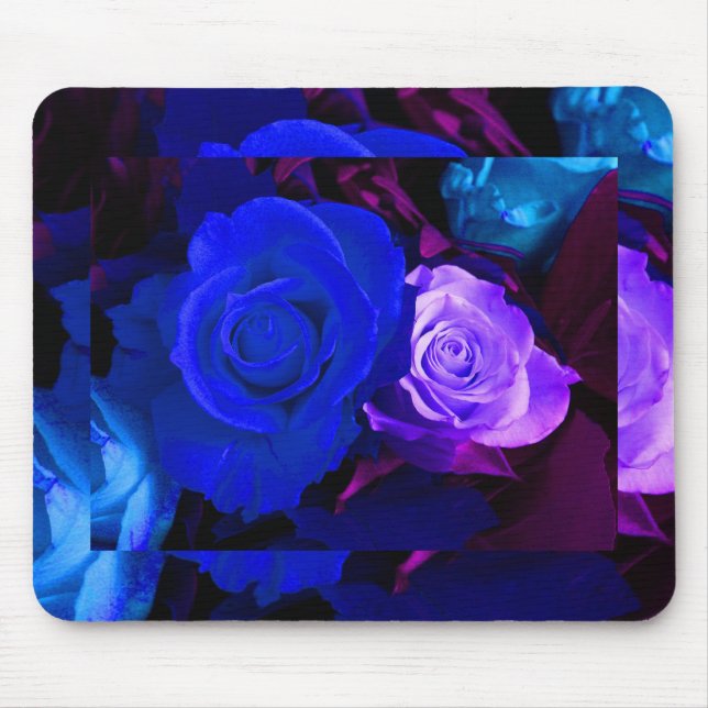Blue Purple Rose Mouse Pad (Front)