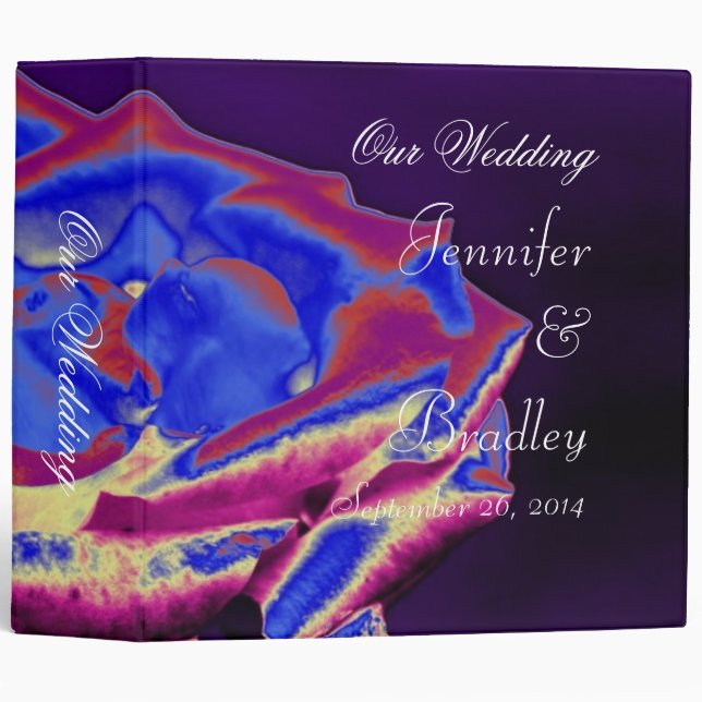 Blue Purple Rose Wedding Binder (Front/Spine)