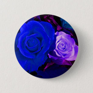 Blue Purple Roses Button - Customizable