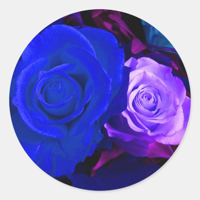 Blue Purple Roses Sticker - Customizable (Front)