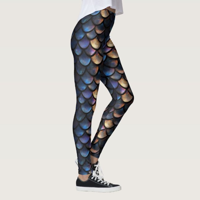 Blue Purple Scale Pattern Leggings (Right)