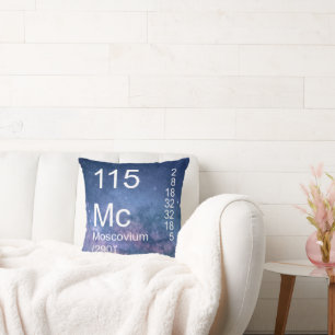 Blue Purple Space Element 115 Alien Moscovium Throw Pillow