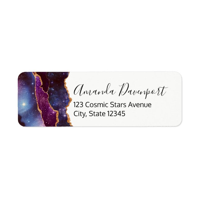 Blue & Purple Space & Stars Agate moderne (Devant)