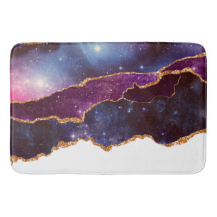 Blue & Purple Space & Stars Modern Agate Bath Mat
