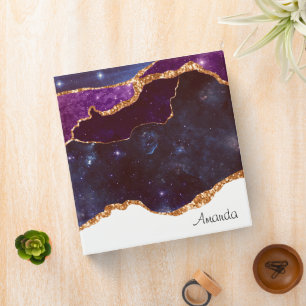 Blue & Purple Space & Stars Modern Agate Binder