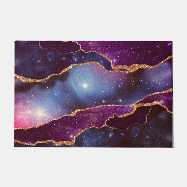 Blue & Purple Space & Stars Modern Agate Doormat (Front)