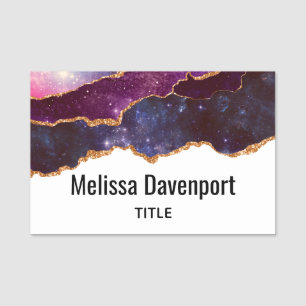 Blue & Purple Space & Stars Modern Agate Name Tag