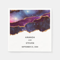 Blue & Purple Space & Stars Modern Agate Wedding