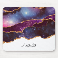 Blue & Purple Space & Stars with Gold Ribbon