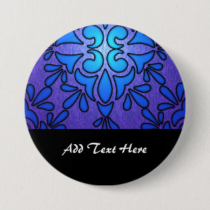 Blue Purple Stainded Glass Style Design 3 Inch Round Button