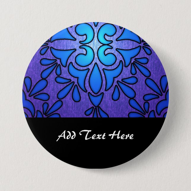 Blue Purple Stainded Glass Style Design 3 Inch Round Button (Front)