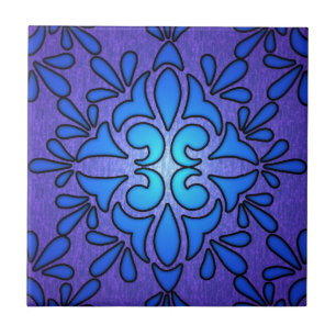 Blue Purple Stainded Glass Style Design Tile