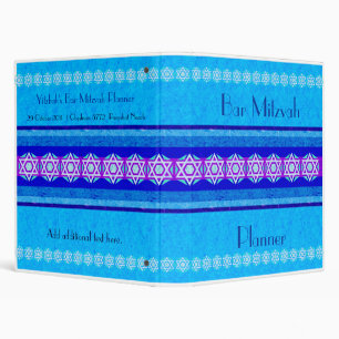 Blue & Purple Star of David Bar Mitzvah Planner Binder