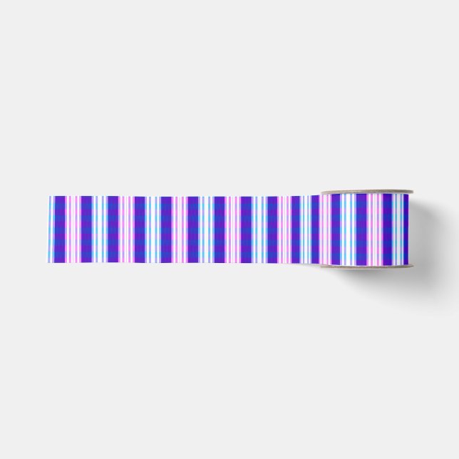 blue & purple striped electric retro  grosgrain ribbon (Front)