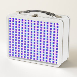 blue & purple striped electric retro  metal lunch box
