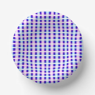 blue & purple striped electric retro paper plate