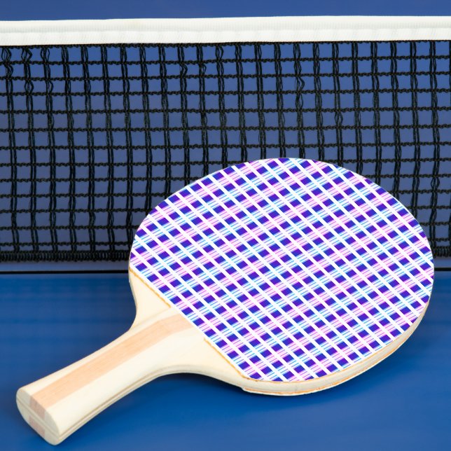 blue & purple striped electric retro  ping pong paddle (Insitu)