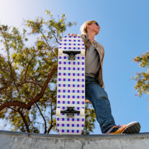 blue & purple striped electric retro  skateboard