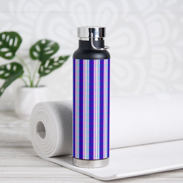 blue & purple striped electric retro  water bottle (Yoga)