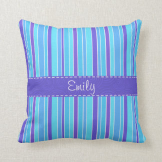 Blue & Purple Striped Throw Pillow