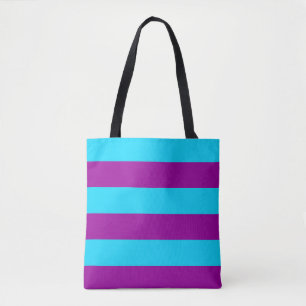 Blue Purple Stripes Design Tote Bag