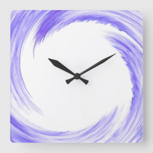 Blue Purple Swirl Abstract Art Square Wall Clock