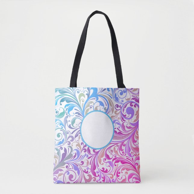 Blue Purple Swirl Customizable Colourful Modern Tote Bag (Front)