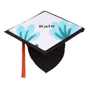Blue purple t floral watercolor add name text thro graduation cap topper