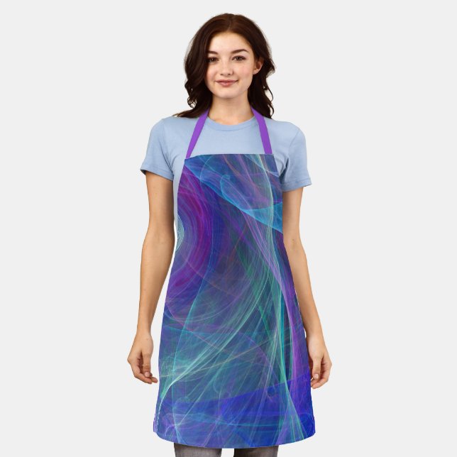 Blue Purple Teal Airy Abstraction Apron (Worn)