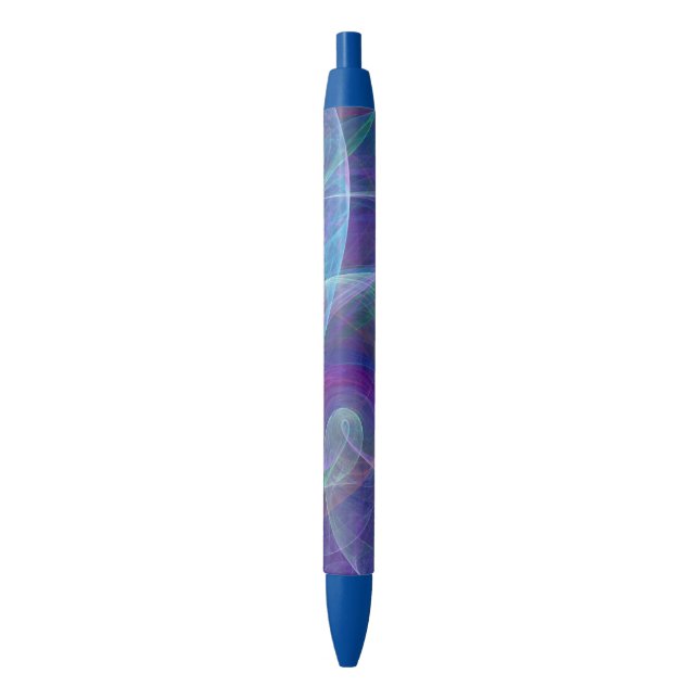 Blue Purple Teal Airy Abstraction Ink Pen (Front Vertical)