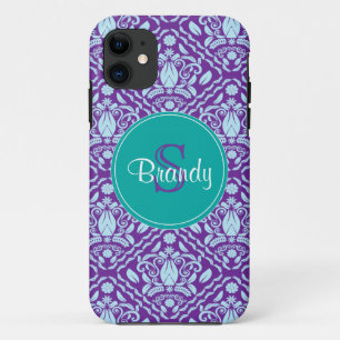 Blue,Purple, Teal Green Monogrammed iPhone 5 case