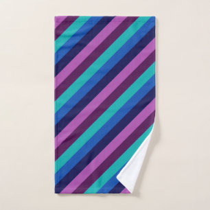 Blue Purple Teal Stripes Hand Towel