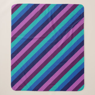 Blue Purple Teal Stripes Medium Sherpa Blanket