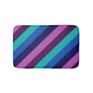 Blue Purple Teal Stripes Small Bath Mat