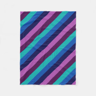 Blue Purple Teal Stripes Small Fleece Blanket