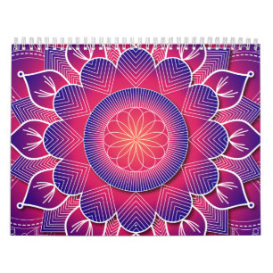 Blue Purple Traditional Mandala Design     Calendar