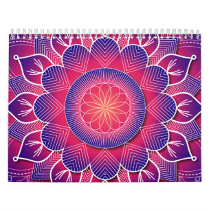 Blue Purple Traditional Mandala Design     Calendar