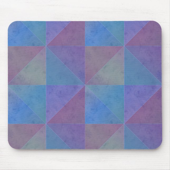 Blue Purple Triangles Geometric Pattern Mouse Pad (Front)