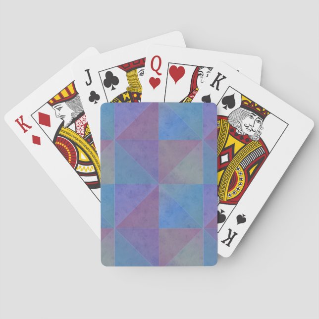 Blue Purple Triangles Geometric Pattern Playing Cards (Back)