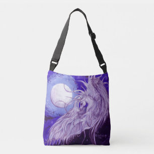 Blue Purple Unicorn Pegasus Pegacorn Lunar Moon Crossbody Bag