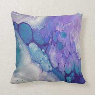 Blue Purple Violet Marble Swirls Abstract Art Throw Pillow