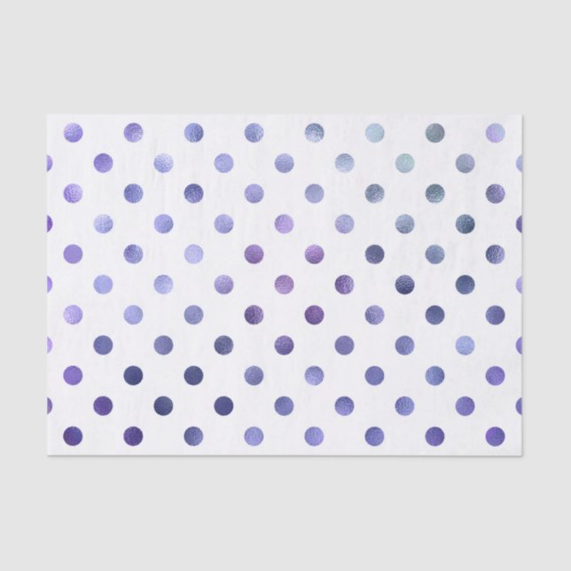 Blue Purple Violet Metallic Faux Foil Polka Dot Tissue Paper (Front)