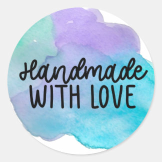 Blue purple watercolor handmade with love Sticker