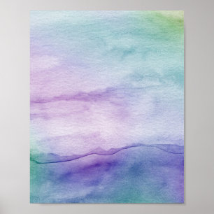 Blue Purple Watercolor Mystery Abstract Art Poster