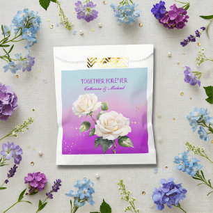 Blue Purple Watercolor Ombre Roses Spring Wedding Favour Bag
