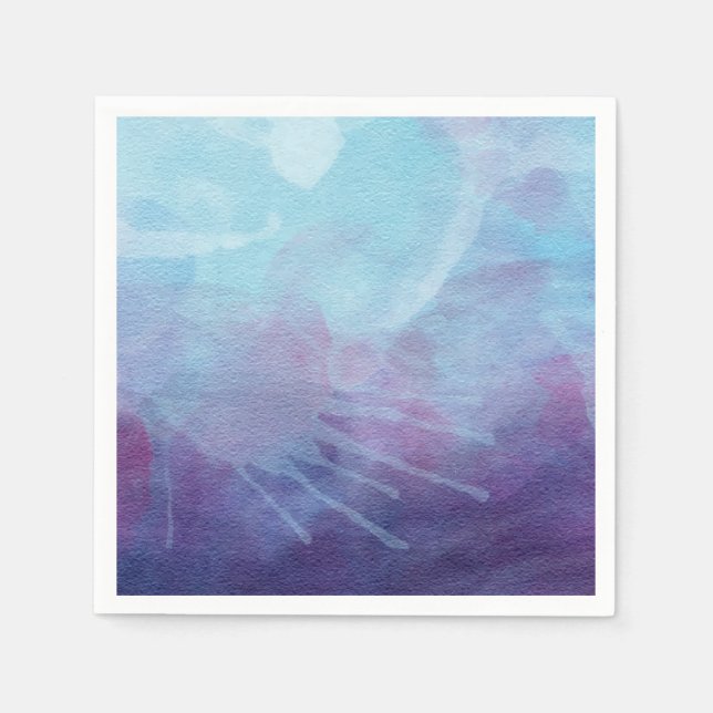 Blue Purple Watercolor Splashes Design Napkin (Front)