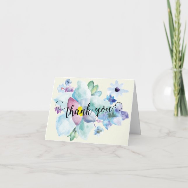 Blue & Purple Watercolor Thank You Note (Front)